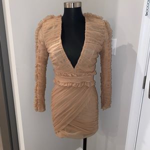 HOUSEOFCB RUCHED NUDE DRESS